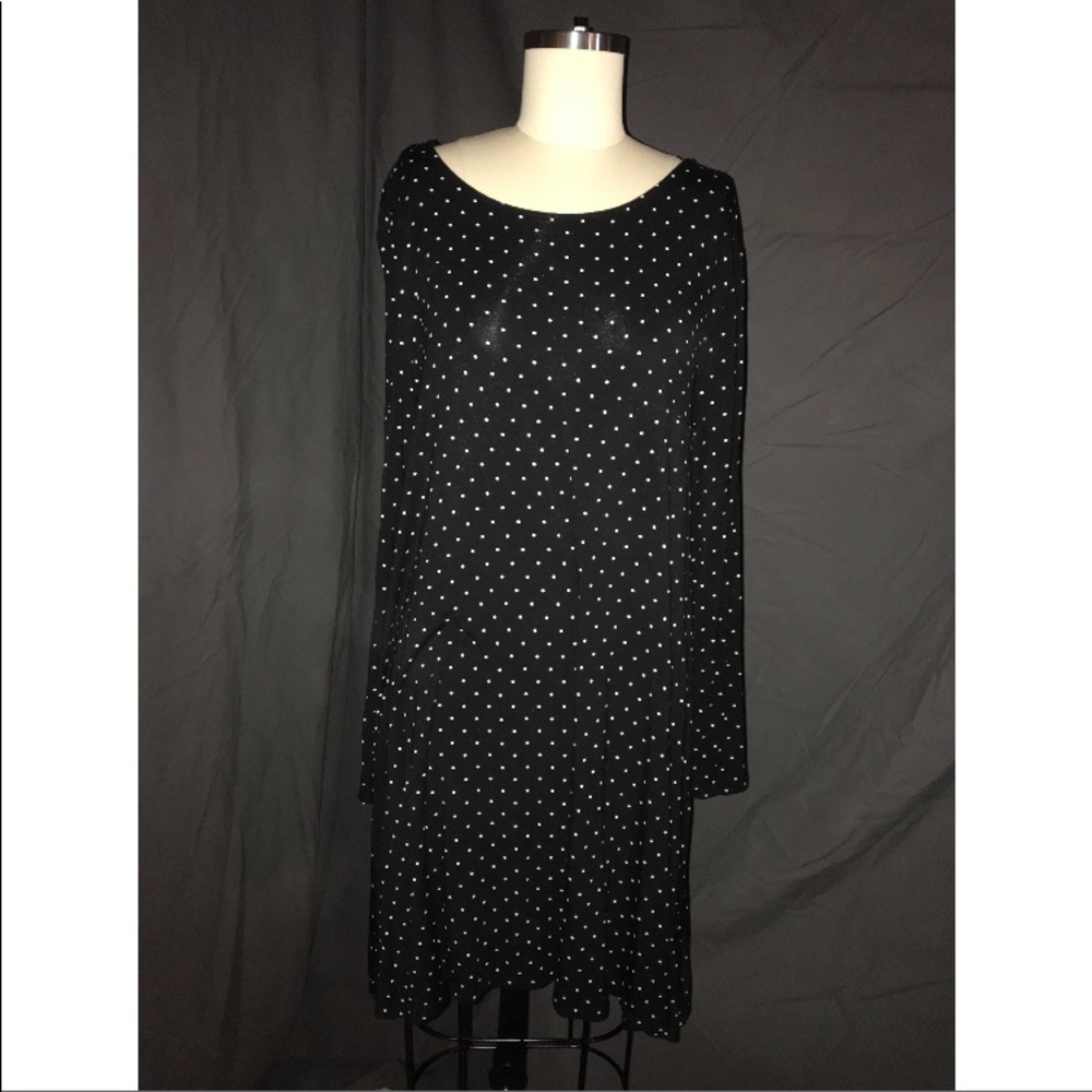 Polka-Dot Long Sleeved Jersey Swing Dress